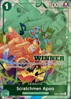 One Piece TCG Scratchmen Apoo EB01-015 – Winner 2025 – NM - Image 1