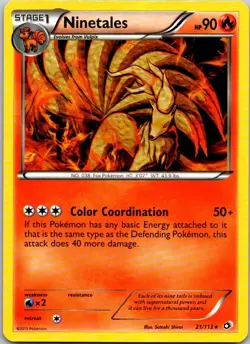 2013 Legendary Treasures Ninetales #21/113 Pokemon Fire Card Rare - Image 1