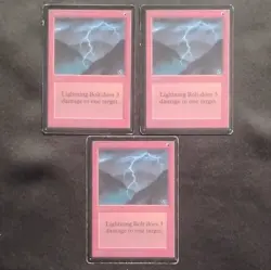 Magic The Gathering Lightning Bolt x3 Instant Beta Red Christopher Rush - Image 1