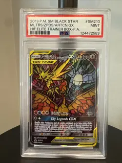 2019 Pokemon Moltres & Zapdos & Articuno Gx Black Star Promo #SM210 PSA MINT 9 - Image 1