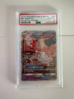 2018 POKEMON SUN & MOON CELESTIAL STORM #56 MR. MIME GX PSA 10 - Image 1