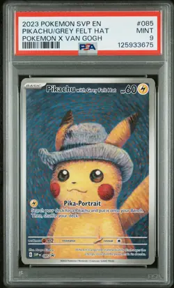 2023 POKEMON SVP EN-SV BLACK STAR PROMO #085 PIKACHU WITH GREY FELT HAT PSA 9 - Image 1