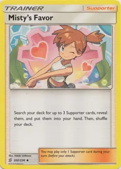 Misty's Favor - 202/236 - Uncommon NM, English Pokemon Unified Minds - Image 1