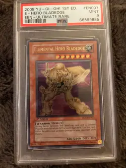 PSA 9 MINT Elemental Hero Bladedge EEN-EN007 Ultimate Rare 1st Edition Yugioh - Image 1