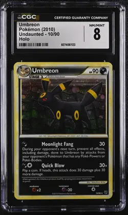 CGC 8 Umbreon 2010 Undaunted 10/90 Holo Pokemon Card - Image 1