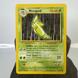Pokemon Card: Metapod 54/102 Unlimited Base Set 1999 - Image 1