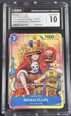 One Piece Card Game Championship Holo Monkey.D.Luffy P-007 CGC 10 & P-043 - Image 3