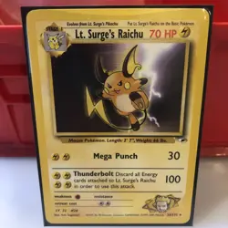 Lt. Surge's Raichu 28/132 Gym Heroes Pokemon Card Non Holo LP 2000 - Image 2