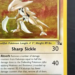 Kabutops 9/62 Fossil Holo Rare Unlimited WOTC Vintage Pokemon TCG Card NM - Image 2