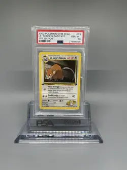 PSA 10 GEM MINT Lt Surge's Raticate #53 1ST EDITION Gym Challenge Pokemon Card - Image 1