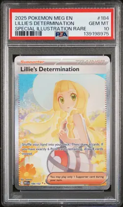 2025 POKEMON MEG EN-MEGA EVOLUTION #184 LILLIE'S DETERMINATION PSA 10 - Image 1