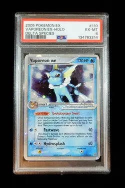 2005 Pokemon Vaporeon Holo EX Delta Species 110/113 PSA 6 - Image 1