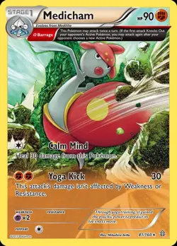 Pokemon Medicham (81/175) Primal Clash LP REVERSE HOLO - Image 1