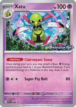 Pokemon Xatu (Prerelease) (59p/236) Scarlet & Violet Black Star Promos NM HOLO - Image 1