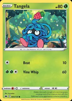 Pokemon Tangela (4/171) Crown Zenith LP REVERSE HOLO - Image 1