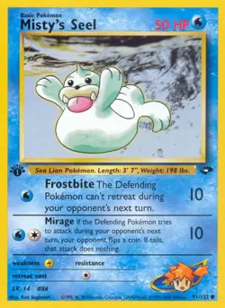 Pokemon Misty's Seel (91/132) Gym Challenge 1ED NM - Image 1