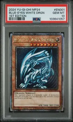 YUGIOH PSA 10 3X Blue-Eyes White Dragon MP24-EN001 QCR 1st Edition SDK ART - Image 2