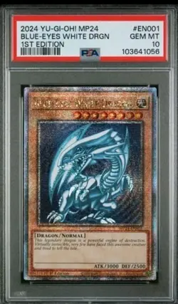 YUGIOH PSA 10 3X Blue-Eyes White Dragon MP24-EN001 QCR 1st Edition SDK ART - Image 4