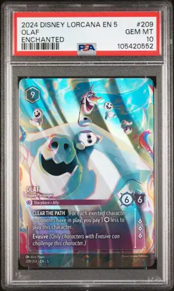Disney Lorcana ENCHANTED Olaf Happy Passenger #209 PSA 10 #0552 - Image 1