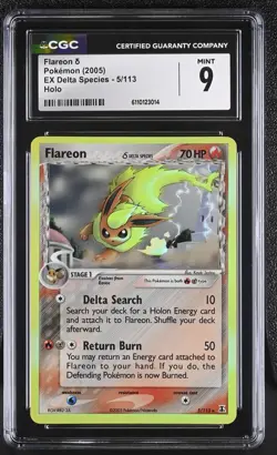 Flareon 2005 EX Delta Species 5/113 Holo Pokemon Card CGC 9 Holo - Image 1