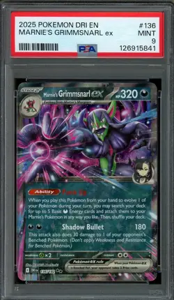 Marnie's Grimmsnarl ex Pokemon 2025 SV Destined Rivals Double Rare 136/182 PSA 9 - Image 1