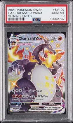 2021 POKEMON SWORD & SHIELD SHINING FATES #SV107 FULL ART/CHARIZARD VMAX PSA 10 - Image 1