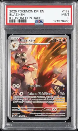 2025 POKEMON DRI EN-DESTINED RIVALS ILLUSTRATION RARE #192 BLAZIKEN PSA 9 - Image 1