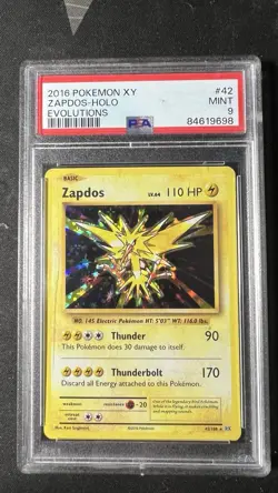 Pokemon Zapdos Holo Rare 42/108 Evolutions 2016 PSA 9 Basic Electric TCG - Image 1