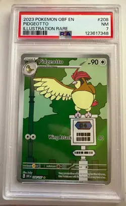 2023 POKEMON OBF EN-OBSIDIAN FLAMES ILLUSTRATION RARE #208 PIDGEOTTO PSA 7 - Image 1