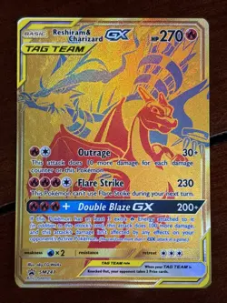 Pokemon Sun & Moon Reshiram & Charizard GX SM247 Promo Full Art Holo - Image 1