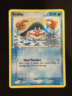 Pokemon Krabby Card 54/100 Common Reverse Holo Crystal Guardians - Image 1