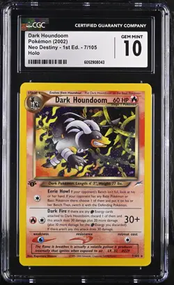 CGC 10 Dark Houndoom Neo Destiny 1st Edition 7/105 Holo Pokemon Card - Image 1