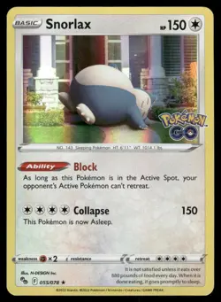 Pokemon Cards Snorlax 055/078 Pokemon GO Holo Rare NM - Image 1