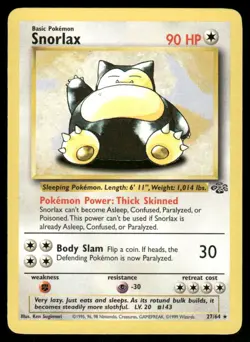Pokemon Cards Snorlax 27/64 UNLIMITED Jungle WOTC Rare NM - Image 1