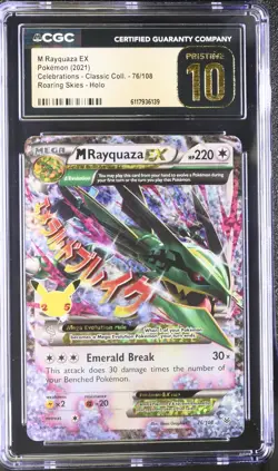 CGC 10 PRISTINE M Rayquaza EX 2021 Celebrations 76/108 Holo Pokemon Card - Image 1