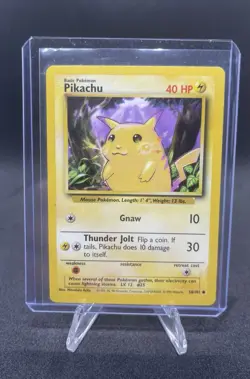 Pokemon TCG Base Set Pikachu Card 58/102 Unlimited Regular Common LP - Image 1