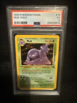 Pokemon Fossil Muk 13/62 Holofoil PSA 5 - Image 1