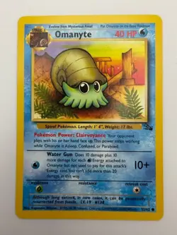 #52/62 Omanyte Normal Common - Pokemon TCG Fossil - Vintage - LP (See Photos) - Image 1