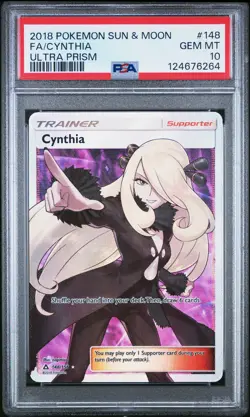2018 POKEMON SUN & MOON ULTRA PRISM #148 FULL ART/CYNTHIA PSA 10 - Image 1