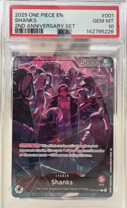 One Piece Shanks OP09-001 Leader Alt Art 2nd Anniversary English Version PSA10 - Image 1