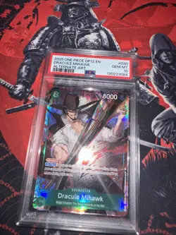 One Piece Dracule Mihawk Alt Art OP12-030 SR Legacy of the Master English PSA 10 - Image 1
