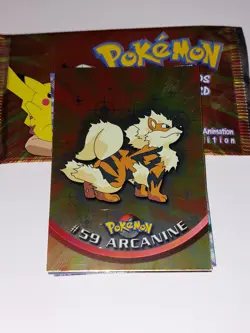 Pokemon Topps TV Animation Edition Trading Card pack of 8 with Foil 59 Arcanine - Image 1