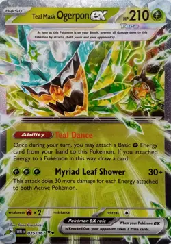 025/167 TEAL MASK OGERPON EX DOUBLE RARE TWILIGHT MASQUERADE POKEMON CARD - Image 1
