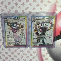 Pokemon TCG Espeon GX & Umbreon GX Holo 2-Card Lot English both NM - Image 1