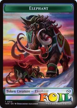 Elephant&Treasure 2Sided Token 14&16 MTG Tarkir: Dragonstorm Token NP Foil - Image 1