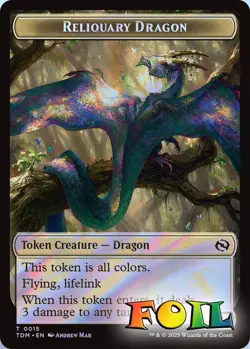 Reliquary Dragon&Dragon 2Sided Token 15&11 MTG Tarkir: Dragonstorm Token NP Foil - Image 1