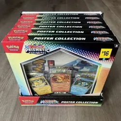 Pokemon TCG Prismatic Evolutions Poster Collection Set Of 6 w/ Display Case. - Image 1