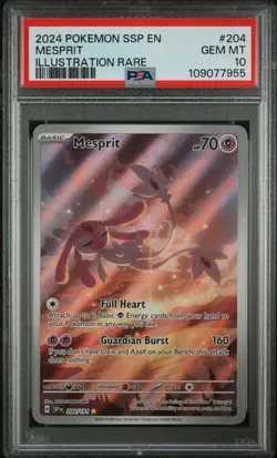 PSA 10 - 2024 POKEMON SSP EN-SURGING SPARKS ILLUSTRATION RARE #204 MESPRIT - Image 1