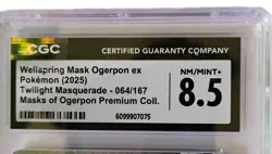 Wellspring Mask Ogerpon EX Pokemon 2025 Twilight Masquerade 064/167 CGC 8.5 - Image 3