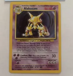 1999 Base Set Unlimited Alakazam (1/102) holo Pokemon trading card. RARE NM - Image 5